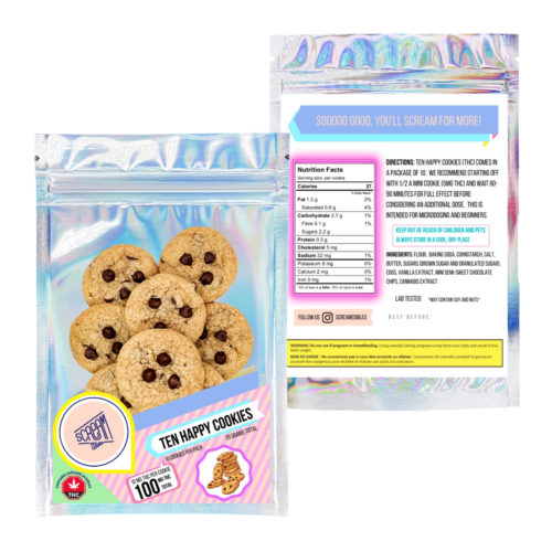 Ten Happy Cookies 100mg THC | Scream Edibles | CC9