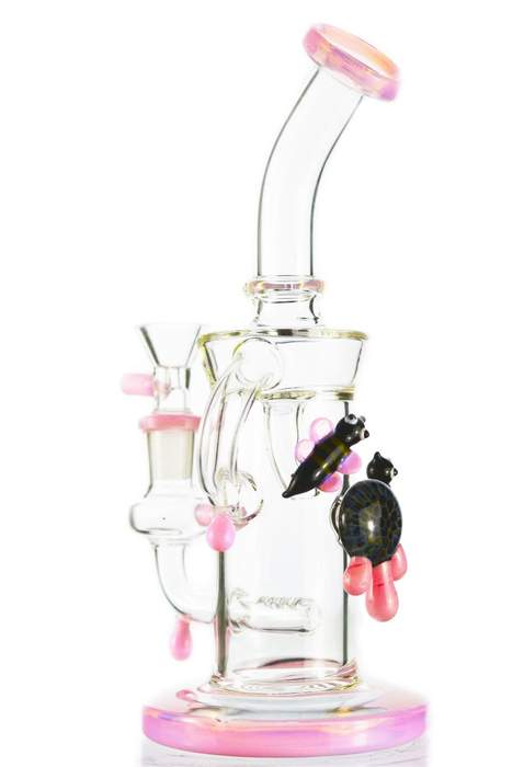 glass inline percolator recycler pipe with pink glass accents