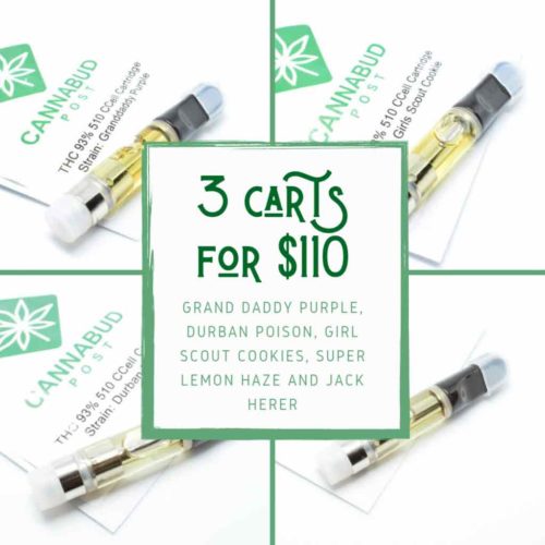 3 distillate 510 CCell cartridges for $110