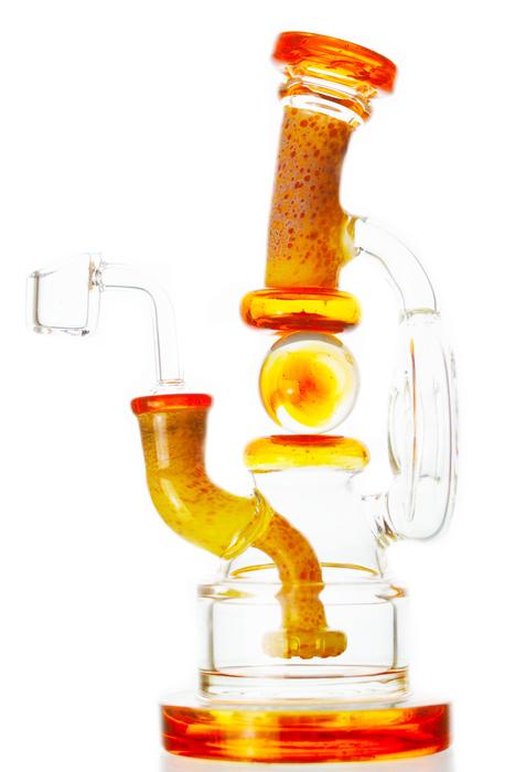 Stained Glass Spinning Ball Bent Neck Dab Rig