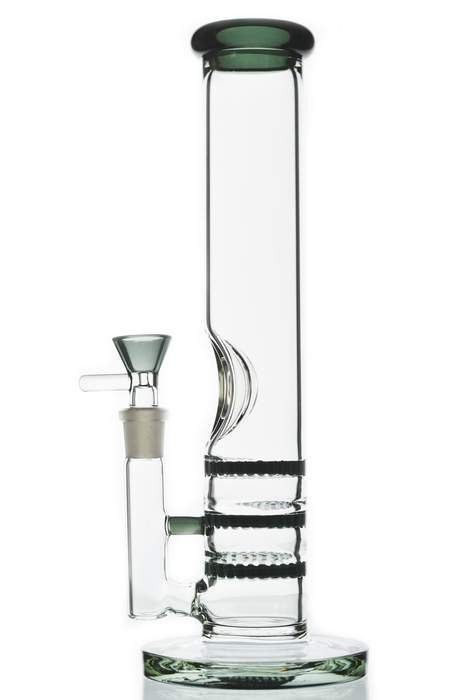triple honeycomb perc bong with grey glass accents
